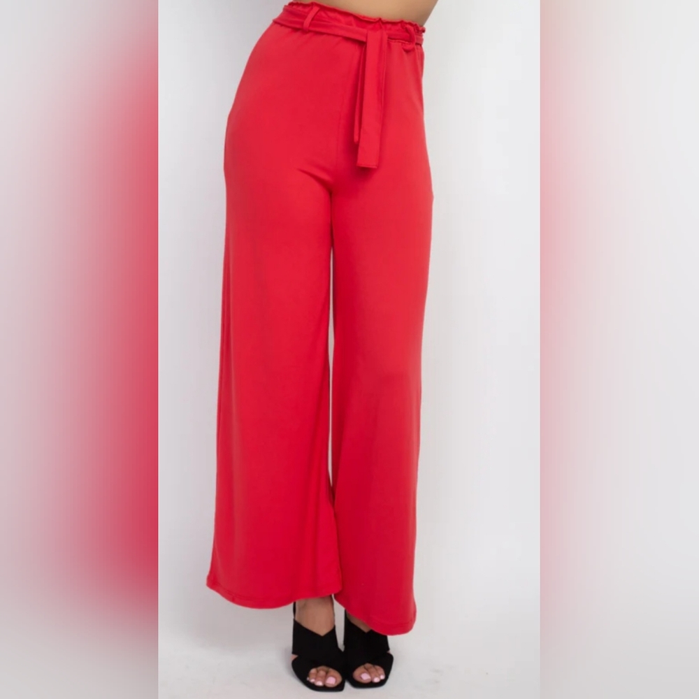 Red wide legged pants
